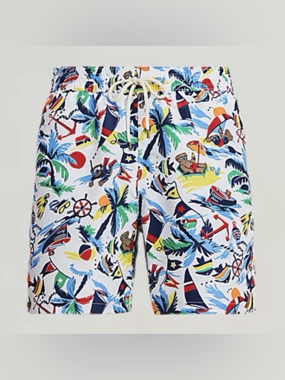 POLO RALPH LAUREN 5.75’ Inch Traveller swim trunks nautical Bearwaiian Print S